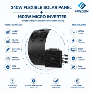 1600W Solar Power System 240W Flexible Solar Panels Micro Inverter Kit Balcony Home Grid Tie Solar Solution