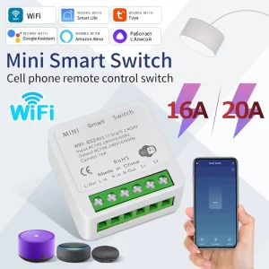 16A 20A Tuya WiFi Smart Switch 2-way Control Mini Plastic Universal Smart Breaker Works with Smart Life Alexa Google Home Alice