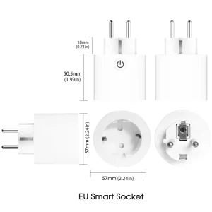 16A 220v Wireless Tuya Wifi Smart Power Plug Energy Monitor Eu Mini Wireless Wifi Smart Plug Socket With Alexa Voice Control