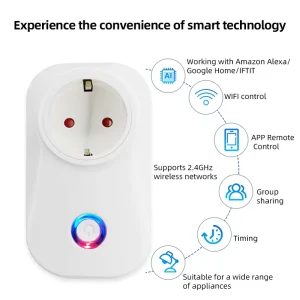 16A Smart Electrical Socket WiFi Control Via Tuya Smartlife App Supports Google Home Alexa EU US AU BR UK Plug