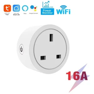 16A UK Plug Smart Socket 2.4GHz WIFI Power Metering Voice Control Alexa & Google Home Wall Socket