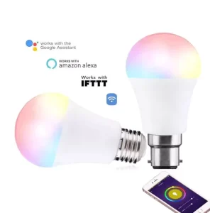 16-Color RGB LED Smart Bulb, E27, with Infrared Remote and Wireless Control, 7 W/9 W AC-Powered Household Lighting, Suitable for B22/E26 Bases