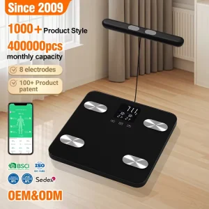 180kg 8 Electronic Scale AV Colorful LCD Display Smart Body Fat Scale Tempered Safety Glass Platform Weight Scale