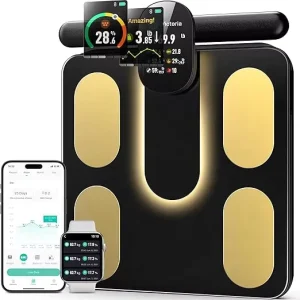 180kg Digital Tempered Glass Bathroom Scale with Smart APP Eight-point Type Body Fat & Water Content Analysis