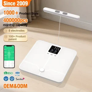 180kg Smart Body Fat Scale LCD Weighing Scale Tempered Safety Glass Platform Wireless Scale