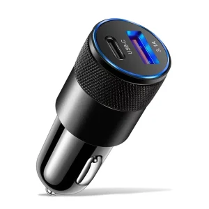 18W Mini USB Quick Car Charger 15W 3.1A Type C PD Dual Port Fast Charging Phone Car Socket Adapter for Iphone Ipad Samsung Qc3.0