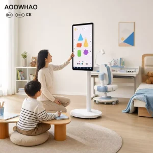 19-32 Inch 4K Low Blue Light Capacitive Touch 360° Rotate Rolling Portable Smart Stand TV Android Screen for Makeup Vanity