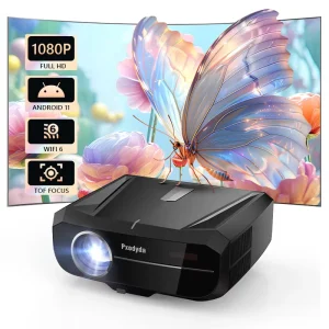 1900ANSI Smart Projector Android 11 1080p 4K Support WiFi 6 BT Audio Auto Focus 4D Keystone Portable 3D Ready for Home Theater