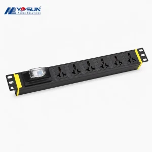 1U Rack Mount Universal Socket PDU Universal Outlet Rack Power Distribution Unit for Global Small Medium Server Room Cabinet