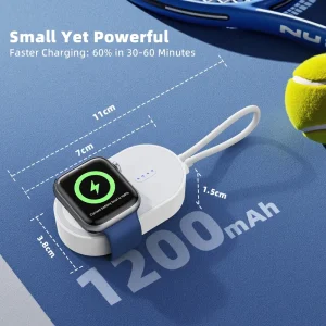 2-in-1 1200mAh Type-C Input Watch Wireless Charger, Fast Portable Travel Magnetic Charger for Apple Watch 6/7/8/9
