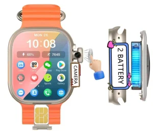 2 Battery 5G 4G Smart Watch Rotate Camera AMOLED Screen AI Voice Assistant APP Download WIFI GPS Smartwatch with SIM Card