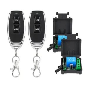 2-Button 433MHz Wireless 1-Way ABS Relay Switch Receiver Remote Control System Learning Code 10-50m Range 10A 24V