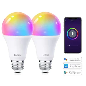 Color-Changing 2-Pack E27 RGB Smart LED Light Bulbs with WiFi and Alexa Smart Home Compatibility