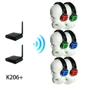 2 To Many 3 Channel Wireless Headphones ENC LED Silent Disco Earphone Long Range 505M Headset for Yoga Meditation DJ