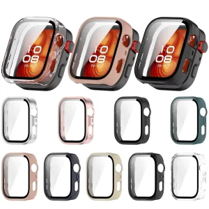 2-in-1 Tempered Glass Film Screen Protector Bumper Cover for Huawei Watch Fit 5 Pro Hard PC Smart Watch Protective Case