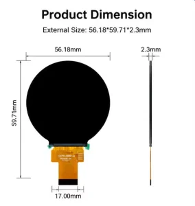 2.1 Inch Round IPS TFT LCD Display Module 480×480 RGB MIPI Interface Circular LCD Screen for Smart Watch
