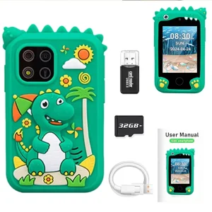 2.4 Inch Screen Dinosaur Style Kids Smart Phone Toy CMOS Sensor Mini Photo Camera 180 Wide Angle Video Recording for Kids