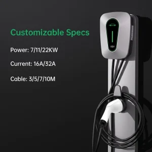 2.4 inch Screen Wall Mounted Home Charging Station 22kW EV Charger