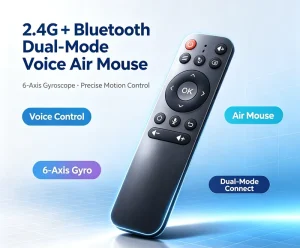 2.4G & BT Dual Mode Voice Remote Control Air Mouse with 6 Axis Gyroscope IR Learning for Android Box ,Mini PC, Projector