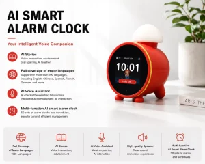 2.8 Inch LCD Smart AI Alarm Clock Open AI Assistant for Kids Similar Nintendo Education ChatGPT Voice Assistant WiFi Feature