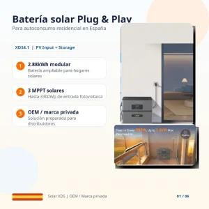 2.88kWh Plug and Play Solar Battery with 3 MPPT PV Input 3300W Balcony Solar Storage System for Spain OEM
