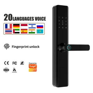 20 Language Settings High Security Anti-Theft Smart Lock Biometric Fingerprint Code Card Access Aluminum Alloy Wood