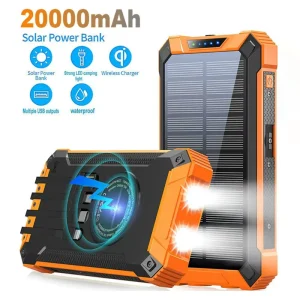 Cross-Border Wireless Charging Solar Plastic Power Bank, Actual Capacity 20,000 mAh, 10 W Outdoor Charger, Custom Logo