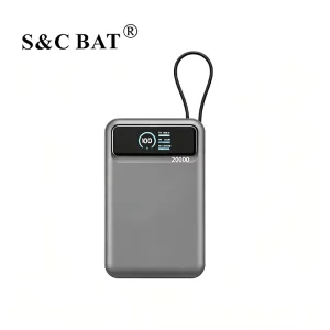 20000mAh High Capacity 65W PD Laptop Power Bank Built in Type C Cable 22.5W Fast Charging 2x Type C Outputs