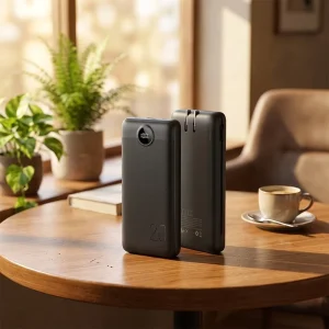 20000mAh High Capacity External Battery Power Bank Built in AC Plug Triple Cables Fast Charging Magnetic Waterproof LED Display
