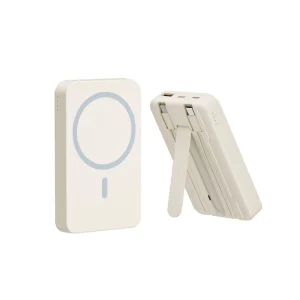 Wireless 20,000mAh PVC Power Bank with Built-In Cable Holder, 2 Type-C Ports, 22.5W Fast Charging