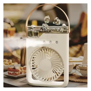 2000Mah Chargeable Humidify Fan Small Usb Table Portable Electric Hand Held Spray Mist Air Cooling Fan With Led Light