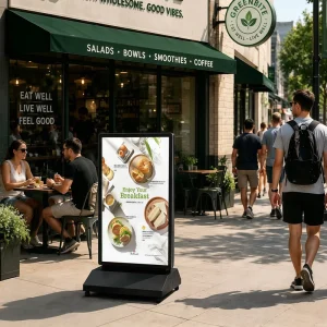 2000nits Sunlight Readable Outdoor Double Sided Digital Signage IP65 Waterproof 43″ Portable LCD Advertising Poster Kiosk