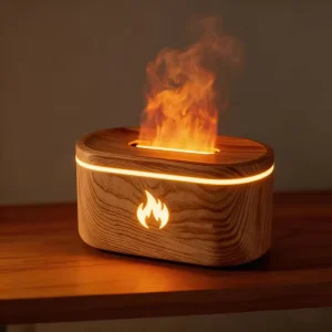 200ML Electric Fireplace Essential Oil Aroma Diffuser USB Mini Flame Air Humidifier RGB LED Lamp Tabletop Scent Household