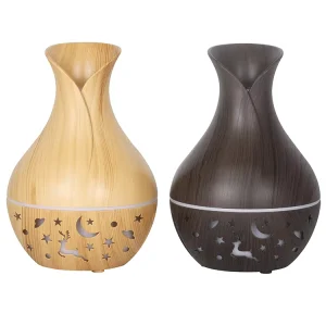 200ML Wood Grain Ultrasonic Air Humidifier Vase Humidifier 7 Colors LED Light Mist Maker Scent Air Humidifier