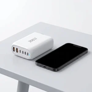 200W GaN 5 Port Fast Wall Charger Multi Device PD QC Charger for Gaming Laptops MacBook iPhone Android Phones