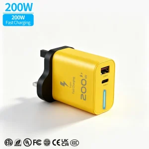 200W GaN QC3.0 Type C USB A Fast Charger Universal Adapter for Laptop Mobile Phone Smart Watch Mobile Devices