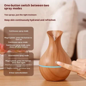 200ml Aromatherapy Essential Oil Diffuser Bedroom Timer Cool Mist Humidifier 6 Hours Wood Grain Aroma Diffuser