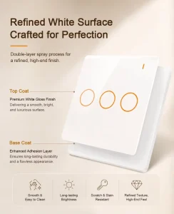 2026New L10Q Series Tuya Zigbee 1 2 3 Gang Home Use Smart Light Switch No Neutral Required Wireless Home Use Button Wall Switch