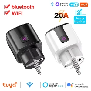 20A Smart Plug Tuya Smart Socket Plastic EU WiFi Voice Control Yandex Alice Alexa Google Home Tuya Smart Life APP Power Metering