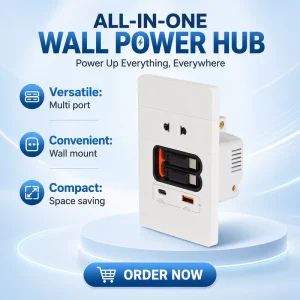 20W Fast Charging USB Socket with Retractable Charging Cable Top Fashion 20W Type C Port Panel Wall Socket