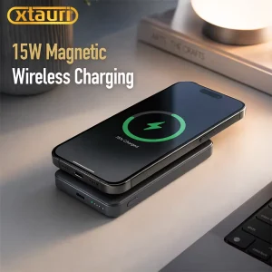 20W Portable Lithium Polymer Battery Power Bank, Type-C Fast Charging, Wireless Magnetic Charging, 5000mAh