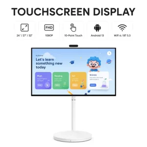 21.5 24 27 32 Inch All-in-One Mobile Smart Display Portable Touchscreen Monitor with Wireless Casting for Trade Shows