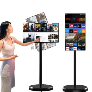 21.5″ Portable Android HDTV LED Smart TV with Rotatable Display Touch Screen Built in Speaker for Study Kitchen Living Room Use