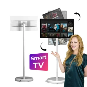 21.5″ White Android 13 Smart TV HD LED Touch Screen Display Portable Monitor Stand Digital Signage Home Office Gaming Built In