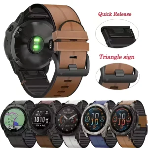 22 26mm Quick Release Synthetic Leather+Silicone Sport Design WristBand Strap Garmin Approach S70 Fenix 7X Pro Men Smartwatch