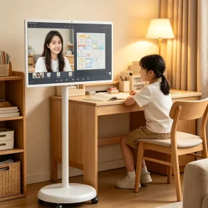 22 27 32 Inch LED LCD White HD Touch Screen Portable Smart TV Android Rolling Stand Built in Power Multi function All in one