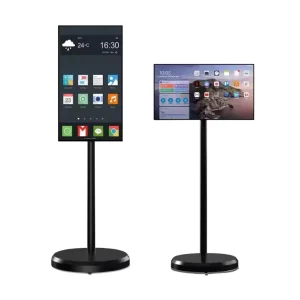 22 Inch LED White Android Smart TV LCD Touch Screen Monitor Interactive Portable Stand Mobile Display Full HD Built In Speaker