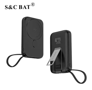 22.5W 10000mAh High-Capacity Fast-Charging Magnetic 15W Wireless Charging Ultra-Thin Power Bank with Type-C Foldable Stand, Portable