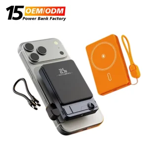 Ultra-Thin Metal Magnetic 2-in-1 Wireless Stand/Lanyard Cable, 22.5W Fast Charging, Digital Display, 5000mAh Battery Pack, 10000mAh Type-C