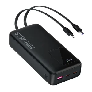 22.5W Full-Protocol Power Bank 20000mAh Dual Input Triple Output Portable Charger with Integrated Cables for Tablet Smartphone